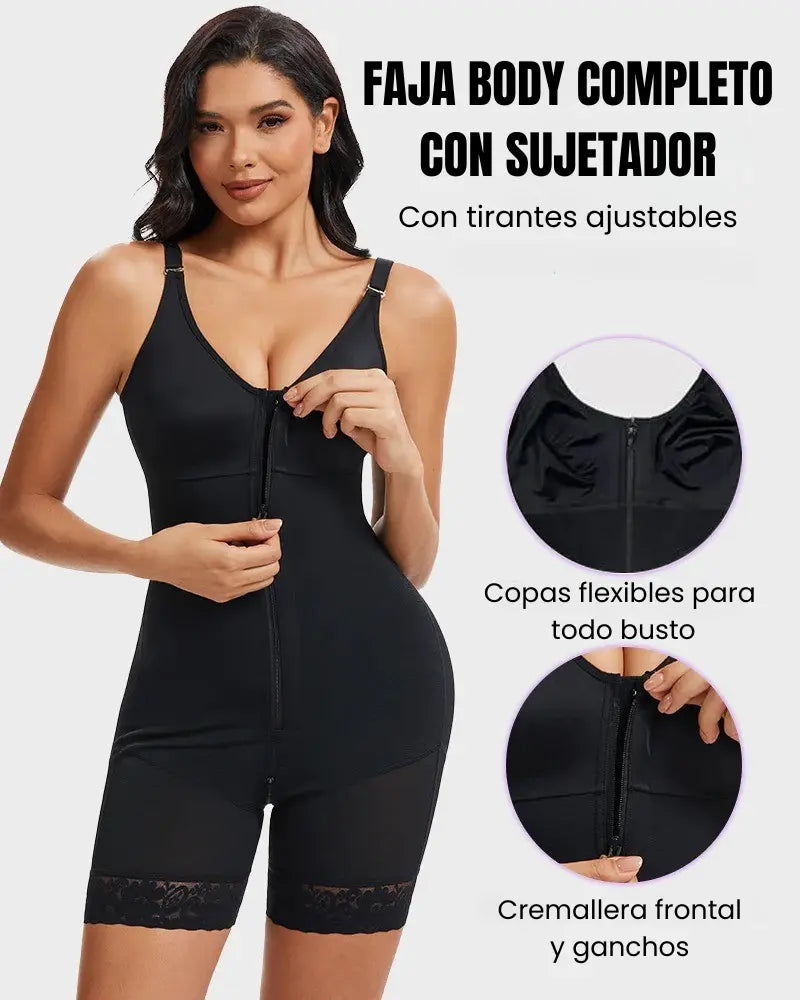 Buttock shaping girdle with tummy control and crotch zipper