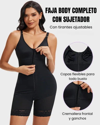 Buttock shaping girdle with tummy control and crotch zipper
