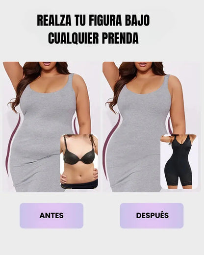 Buttock shaping girdle with tummy control and crotch zipper
